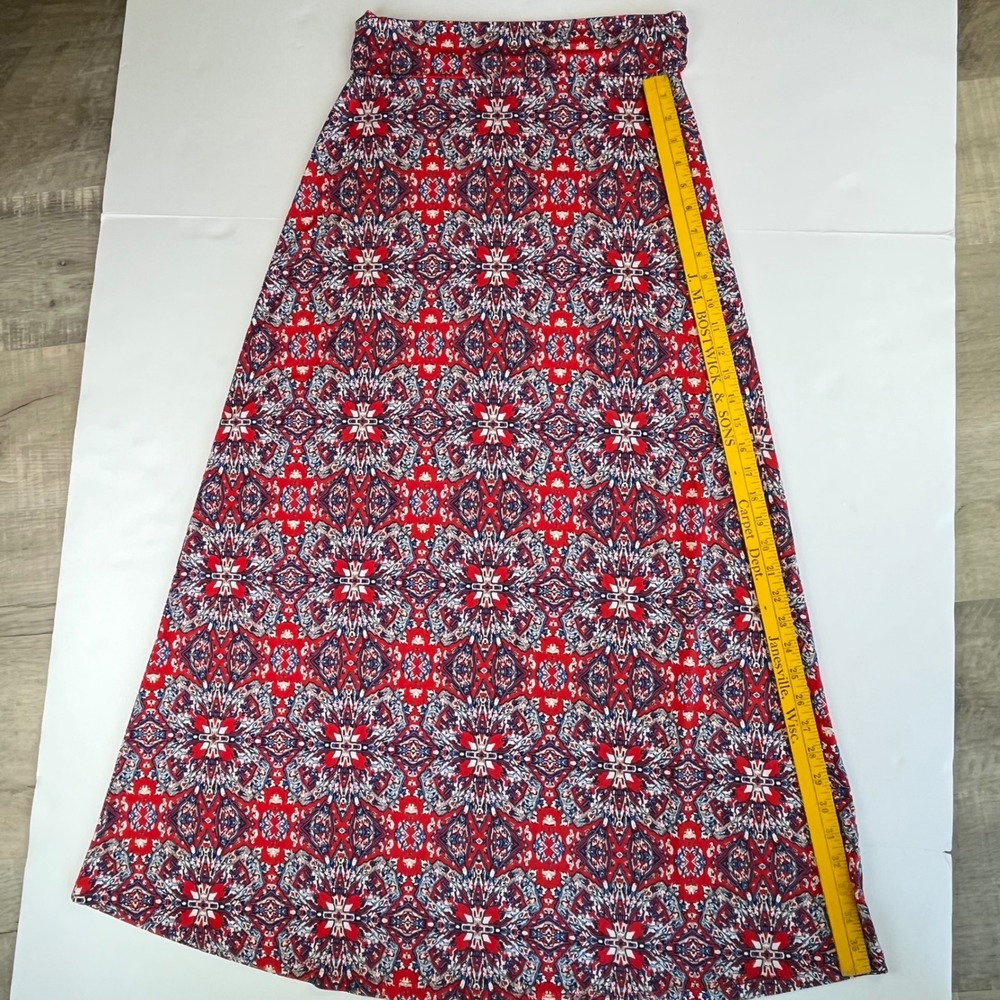Gilli Womens Red Blue White Geometric Kaleidoscope Maxi Skirt Size‎ M 51016B - Picture 8 of 9